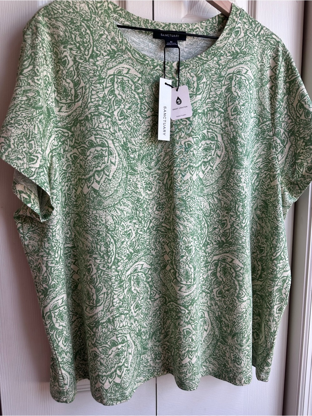 Sanctuary Perfect Tee Green Paisley Short-Sleeve